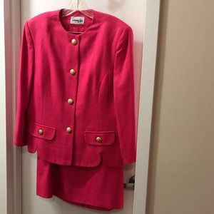 Retro Hot Pink 2pc Skirt Suit